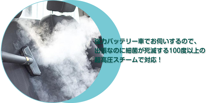 超高圧スチーム洗浄で新車と同様の車内に復活
