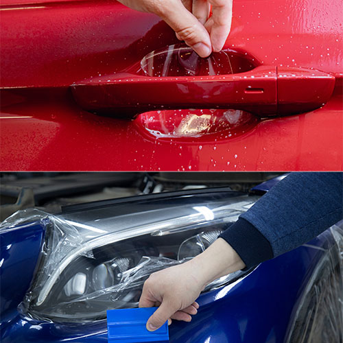 部分施工：ヘッドライト・ドアノブなど